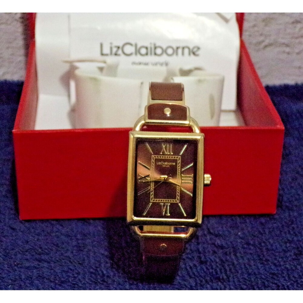 Ladies Liz‎ Claiborne NY Bracelet Wrist Watch PC21 LIZ63CL Leather Inset on Band